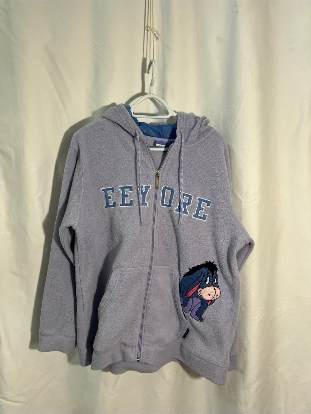 Disney Lavender Eeyore Fleece Zip-Up Hoodie Cozy Leisure